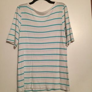 GAP Tops - Gap stretch top white with aqua stripes size XL GAP Tops - Gap stretch top white with aqua stripes size XL
